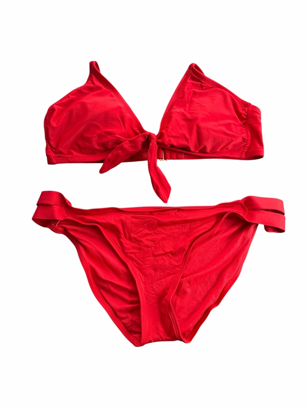 Kona Sol Women's Red Front Tie Bikini Two Piece Swimsuit Set Size XL